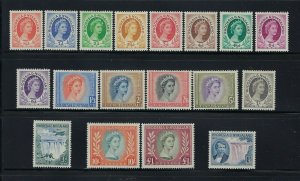 RHODESIA & NYASALAND SCOTT #141-157 1954-55 QEII PICTORIALS- MINT XXLIGHT HINGED