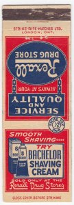 Canada Revenue 1/5¢ Excise Tax Matchbook BACHELOR SHAVING CREAM