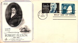 #1270 Robert Fulton – 2 stamp Combo – Home Made Artcraft Cachet  SCBL