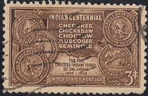 972 3 cent Indian Centennial, Five Tribes VF used