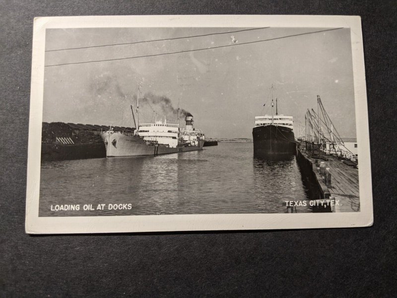 Cargo Ship NINA GORTHEN LOADING OIL in TEXAS CITY, TX 1948 Naval PHOTO Postcard