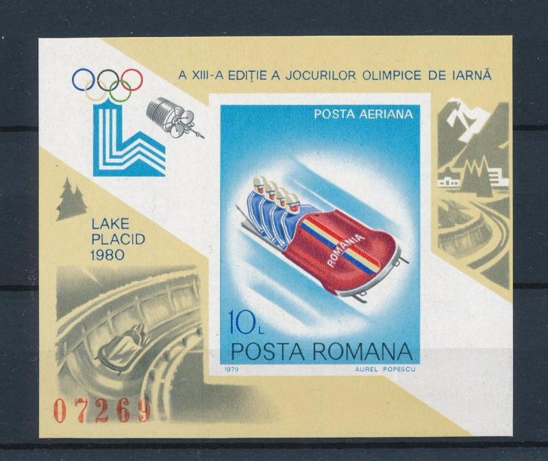 [60974] Romania 1979 Olympic games Lake placid Bobsleigh MNH Sheet