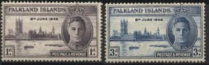 Falkland Islands 97-98 (mh) Peace issue (1946)