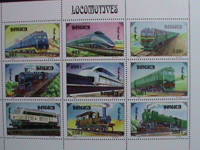 MONGOLIA STAMP-  WORLD FAMOUS LOCOMOTIVES TRAINS MNH SHEET VERY FINE