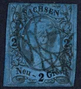 Germany Saxony Sc# 11 Used 1855-1860 2ng black, dark blue King John I