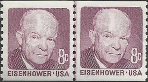 # 1402 MINT NEVER HINGED ( MNH ) Line Pair DWIGHT D. EISENHOWER