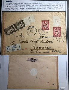 1942 Zagreb Croatia German Occupation WW2 Censored Cover To Pardubice Czechoslov