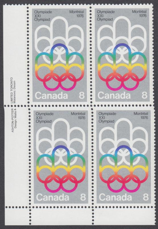 Canada - #623 1976 Olympic Games Plate Block - MNH