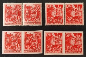 German Third Reich 1945 Mi 909-910 SA SS PERF IMPERF Block Sets MNH