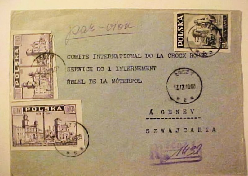 POLAND 1946 B/S TO SWITZERLAND RED CROSS