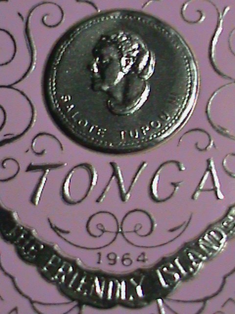 ​TONGA 1964 SC#137 GOLD REPLICA HEART SHAPE-LT.PINK-3 PENCE-STAMP-MNH VF