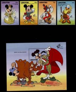 Lesotho 897-901 MNH Disney, Granada, Goofy, Bullfighter, Bull, Mickey Mouse