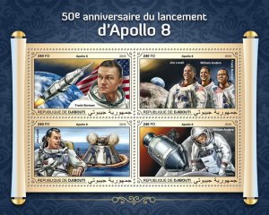 DJIBUTI - 2018 - Launch of Apollo 8 - Perf 4v Sheet - Mint Never Hinged