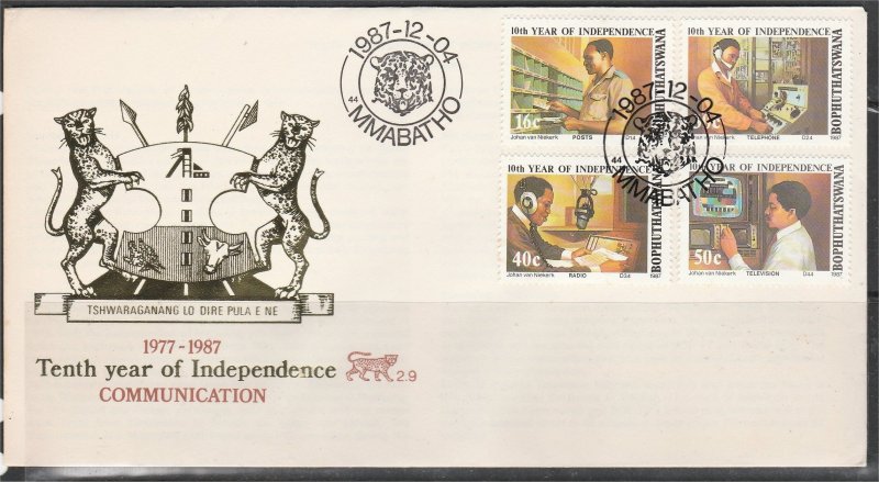 BOPHUTHATSWANA, 1987, FDC set, Communications.  Scott 200-203