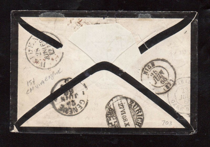 USA #68 & #76 Used On Mourning Cover To Switzerland