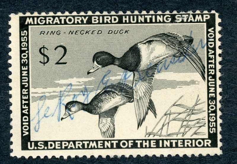 #RW21 – 1954 $2.00 Ring-Necked Ducks. Used.