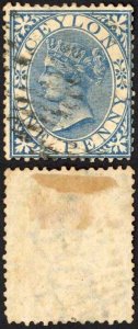 Ceylon SG61 1d Blue Wmk CC Cat 13 pounds