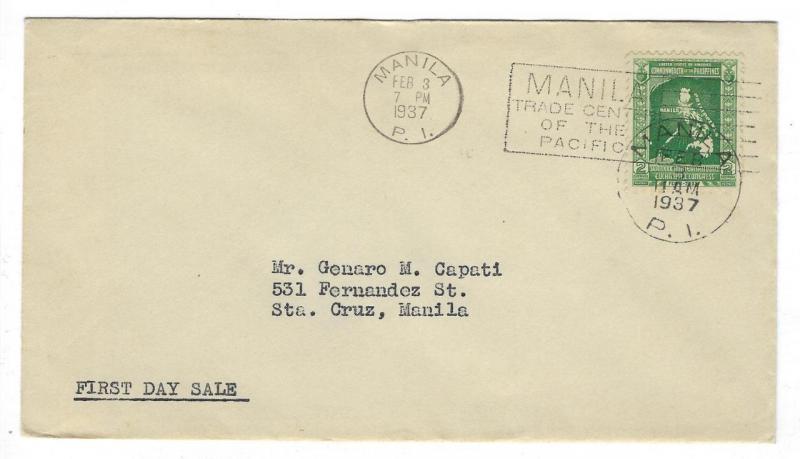 1937 Philippines First Day Cover - Scott #425- Eucharistic Congress Issue (DD48)