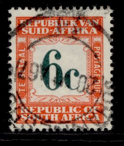 SOUTH AFRICA QEII SG D57, 6c deep green & red orange, FINE USED.