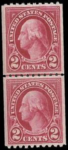 # 606a Mint Never Hinged Line Pair Carmine Lake George Washington