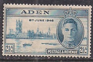 Aden 1946 KGV1 2 1/2a Victory Blue MM SG 29 ( C528 )