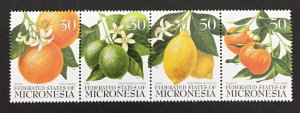 Micronesia 1996 #248 Strip of 4, Fruit, MNH.