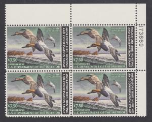 US Sc RW49 MNH. 1982 $7.50 Canvasbacks Duck plate block