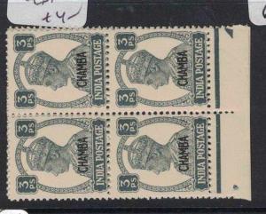 India Chamba SG 108 Block of Four MNH (6drl) 