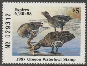 U.S.-OREGON 4, STATE DUCK HUNTING PERMIT STAMP. MINT, NH. VF