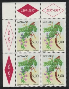 Monaco Giant Bellflower and Carob Pods Corner Block of 4 1996 MNH SG#2301