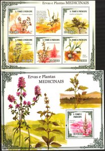 Sao Tome and Principe 2009 Medicine Medical Plants sheet + S/S MNH