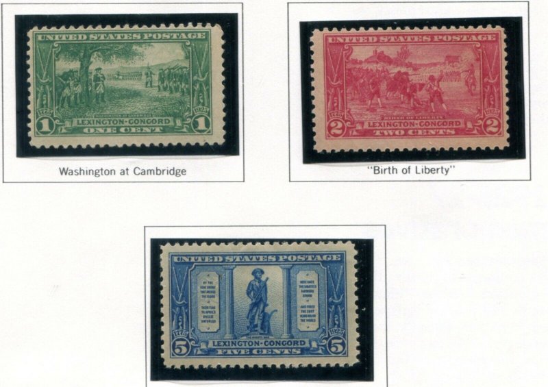 US Scott #616-19 1925 Lexington-Concord Issue. MNH & MH. Free Shipping