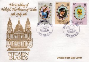 Pitcairn Islands 1981 Sc#520/522 Diana Wedding-Flowers Set (3) FDC Unaddressed