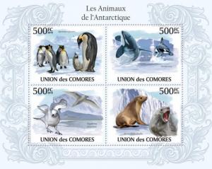 COMORES 2010 SHEET ANIMALS ANTARCTIC SEALS BIRDS PENGUINS MARINE LIFE cm10120a