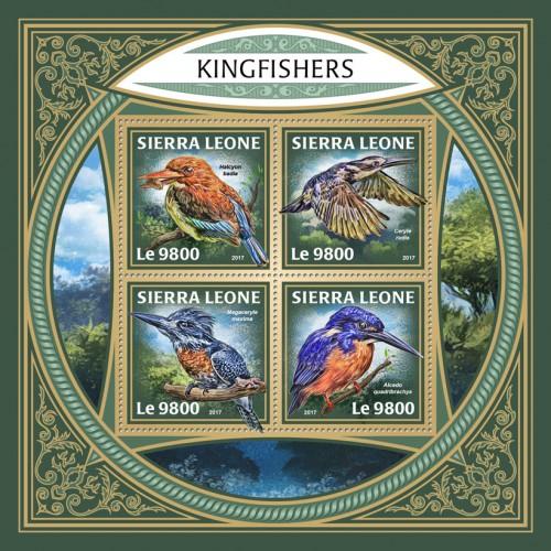 SIERRA LEONE - 2017 - Kingfishers - Perf 4v Sheet - MNH