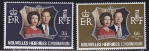 Fr. New Hebrides, #  188-189, Queen Elizabeth & Prince Philip Anniversary, NH