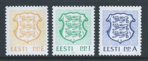 Estonia #214,19-20 NH E,I,A Nat'l Coat of Arms 6/22/92 Issues