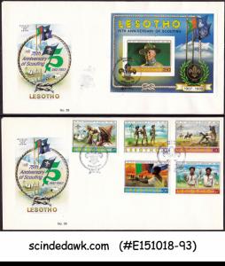 LESOTHO - 1982 75th ANNIVERSARY OF SCOUTING / SCOUTS SET OF 2 FDC