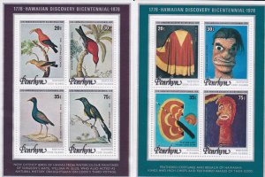 Penrhyn # 96c& 96d, Birds, Feather Cloaks, Souvenir Sheets, NH, 1/2 Cat.