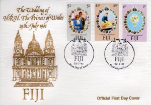 Fiji 1981 Sc#442/444 Diana Wedding/Flowers/Rowing Set (3) FDC Unaddressed