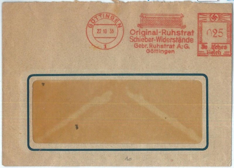 72514 - GERMANY  - POSTAL HISTORY - RED MECHANICAL POSTMARK Cover  1935