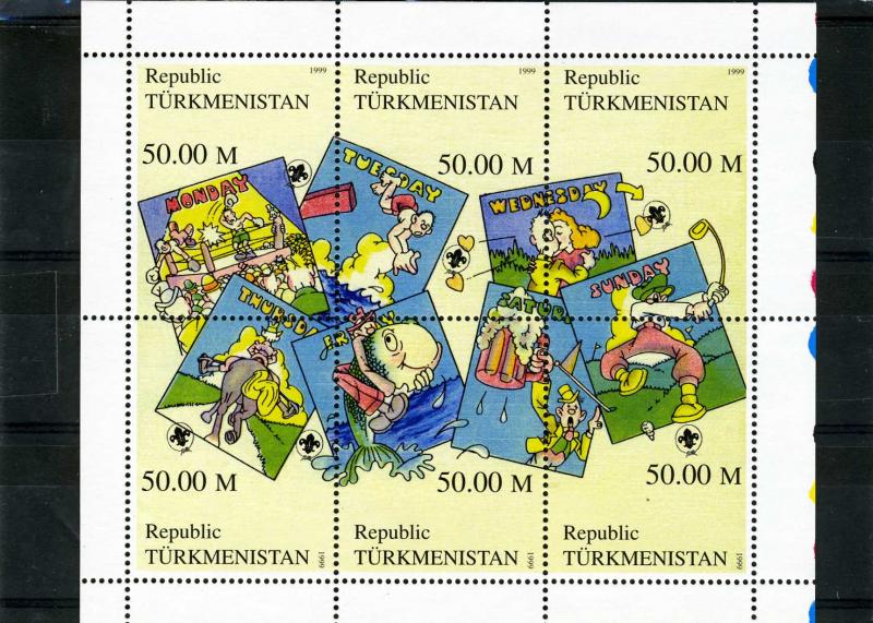 Turkmenistan 1999 Scout Days Cartoons Sheet Perforated mnh.vf