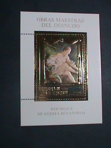 ​EQUATORIAL GUINEA -1973 GOLD REPLICA-FAMOUS NUDE PAINTING-MNH S/S VERY FINE
