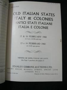 STANLEY GIBBONS AUCTION CATALOGUE 1968 ITALIAN STATES ITALY AND COLONIES