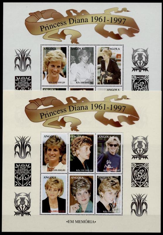 Angola 1008-9 MNH Princess Diana, Royalty