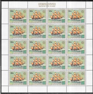 Penrhyn Islands #274 20c Bondeuse sheet of 20  (MNH) CV $12.00
