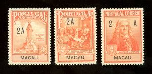 1926 Macau Scott #RA1-3 Set of 3 Common Design Type Mint Never Hinged