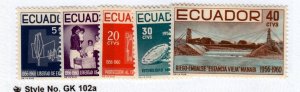 ECUADOR Sc 671-5 NH issue of 1960 - Achievments