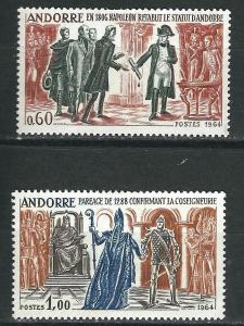 Andorra (French) 159-60 Y&T 168, 170 MH VF 1964 SCV $45.00*