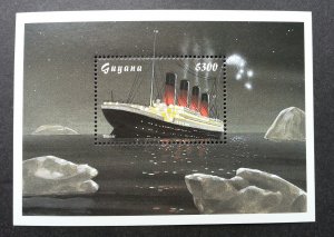 *FREE SHIP Guyana 2012 Sinking Ship Movie Transport Vehicle (ms) MNH